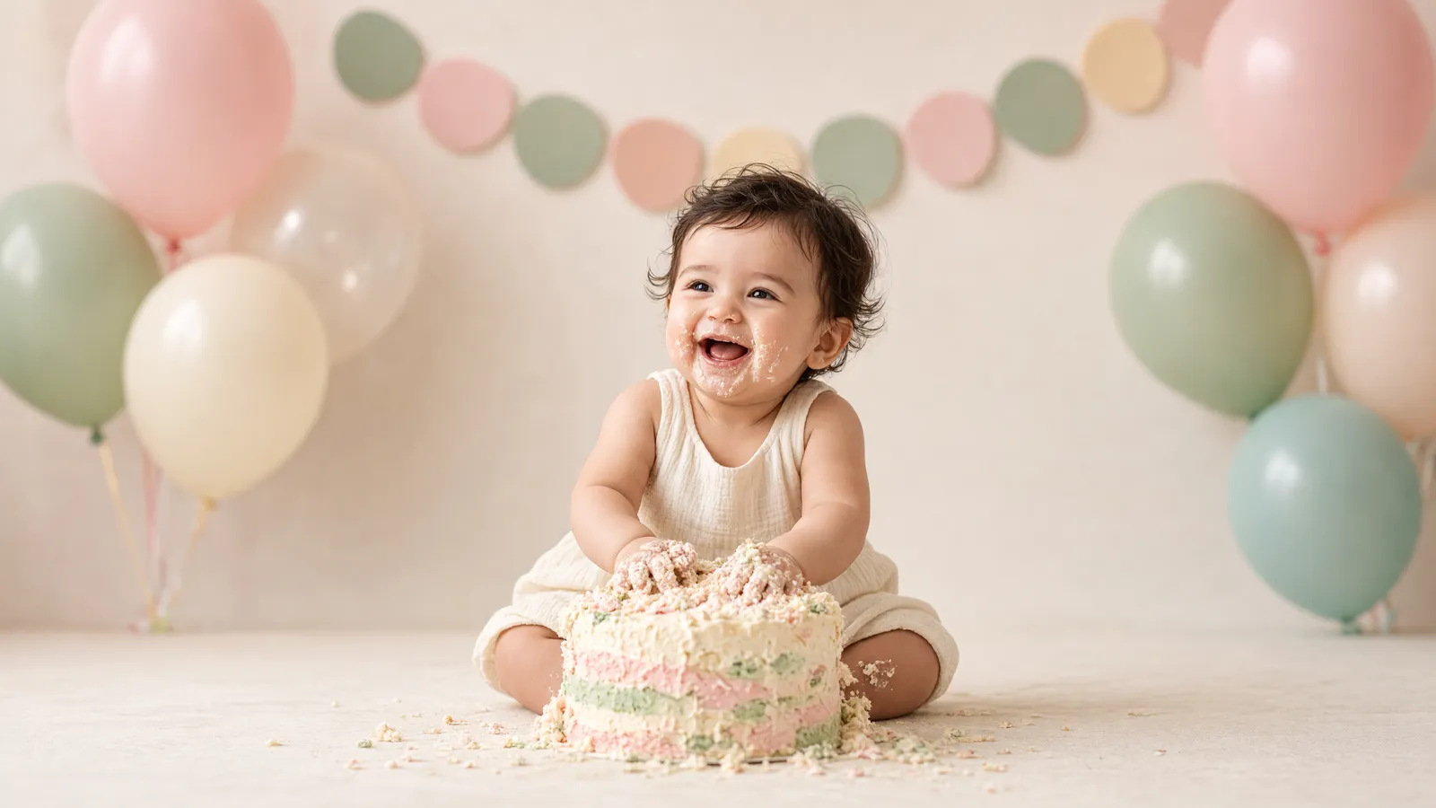 Sesja urodzinowa dziecka — roczek i smash cake krok po kroku
